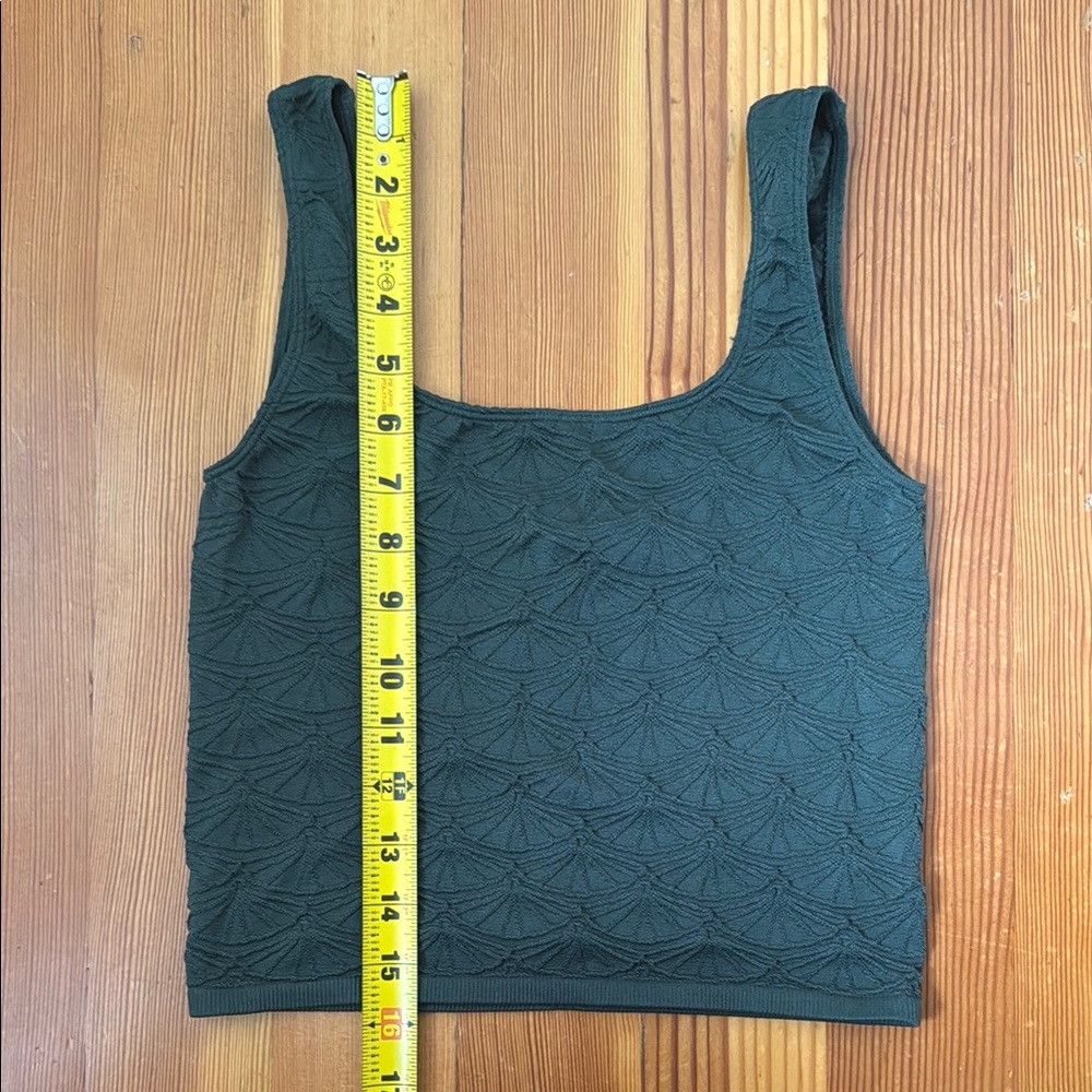 ANTHROPOLOGIE The Hannah Dark Green Textured Women's Crop Tank NWOT sz S/M - Picture 8 of 8